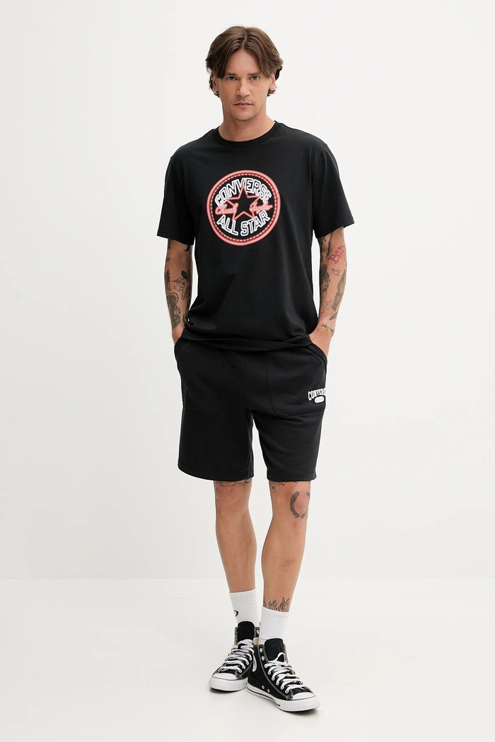 Converse t-shirt bawełniany 10027722.A01 czarny SS25