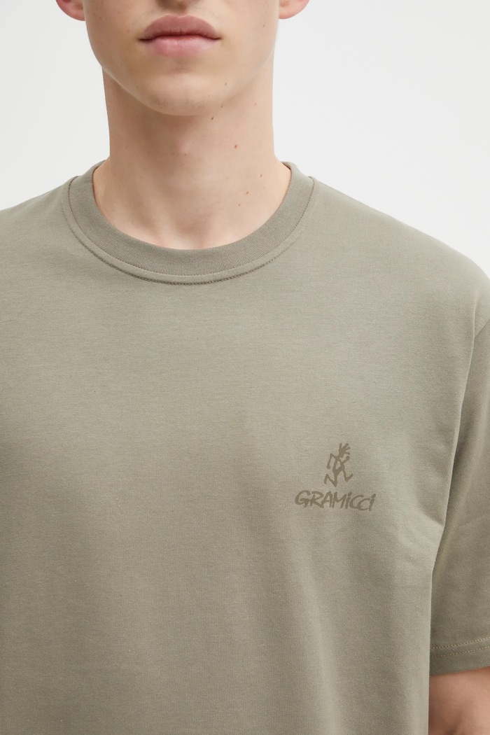 Gramicci t-shirt da uomo in cotone One Point Logo Tee verde G4SU.T096