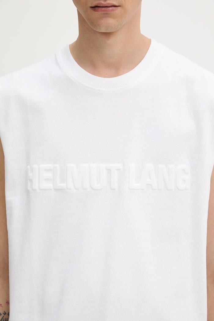 Helmut Lang pamut póló EMBOSSED.TANK.ROUNDE fehér P01HM502