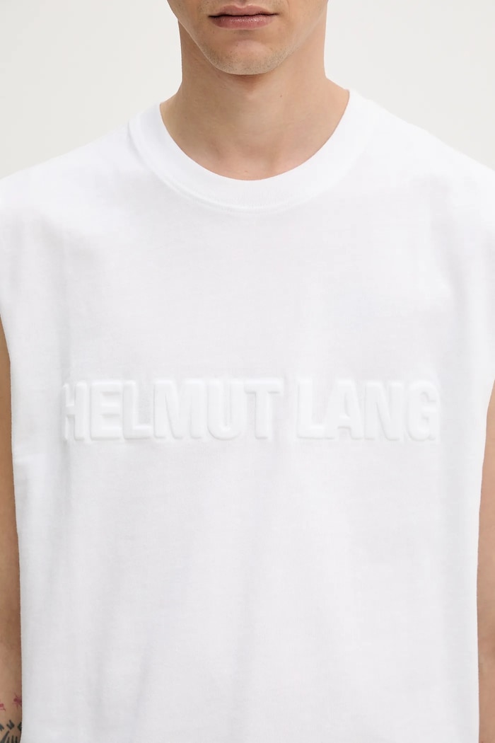 Βαμβακερό μπλουζάκι Helmut Lang EMBOSSED.TANK.ROUNDE λευκό P01HM502