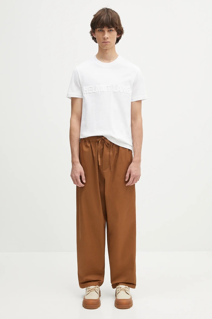 Helmut Lang pamut póló EMBOSSED.TEE.ROUNDED P01HM508 fehér