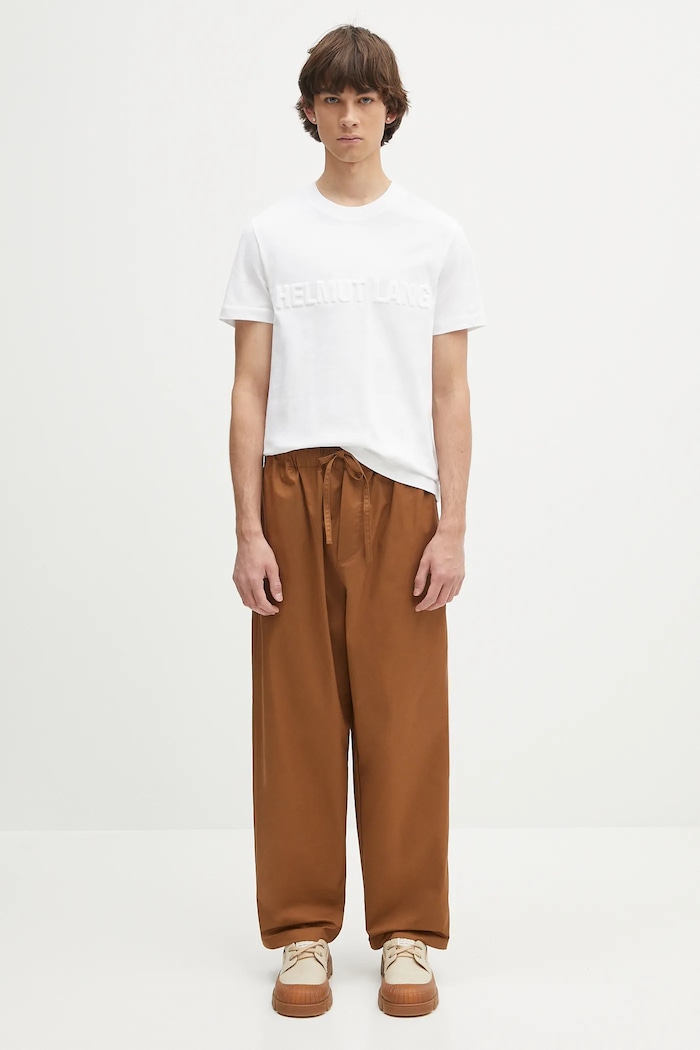 Helmut Lang pamut póló EMBOSSED.TEE.ROUNDED P01HM508 fehér