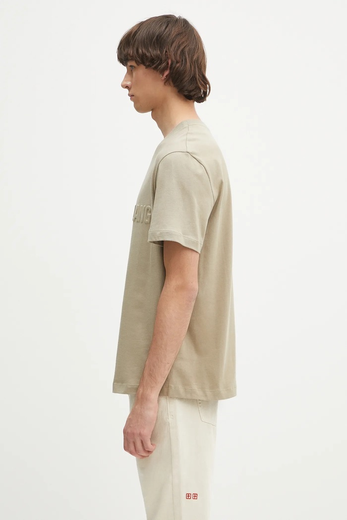 Helmut Lang cotton t-shirt EMBOSSED.TEE.ROUNDED P01HM508 green SS25