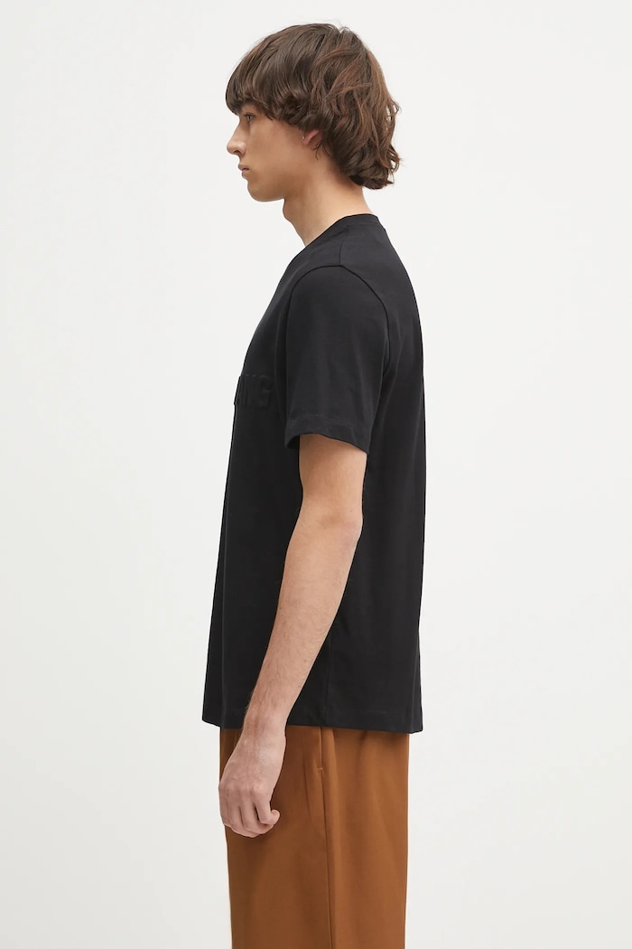 Βαμβακερό μπλουζάκι Helmut Lang EMBOSSED.TEE.ROUNDED P01HM508 μαύρο SS25