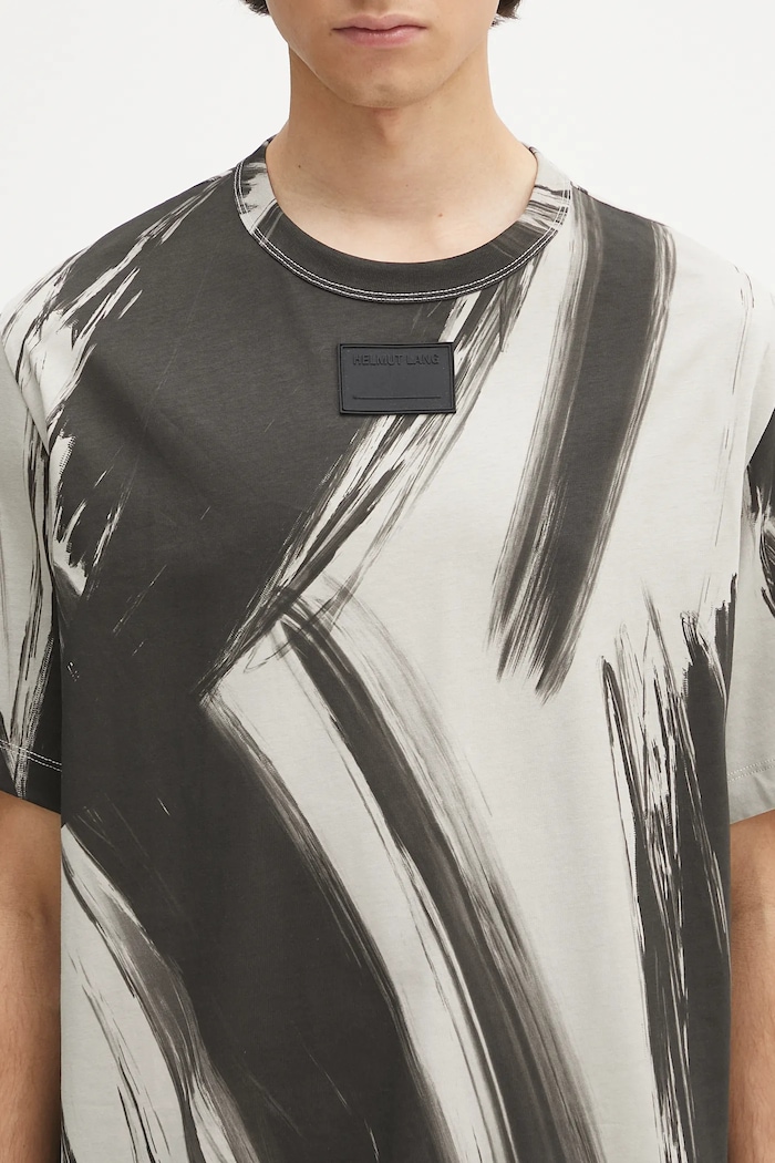 Helmut Lang cotton t-shirt FEATHER.T.BRUSHSTROK gray P02HM505