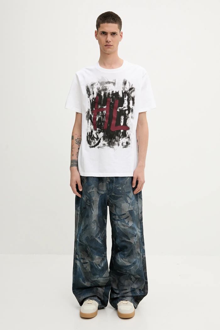 Βαμβακερό μπλουζάκι Helmut Lang SCRIBBLE.T3.MAL.LT. P02HM510 λευκό