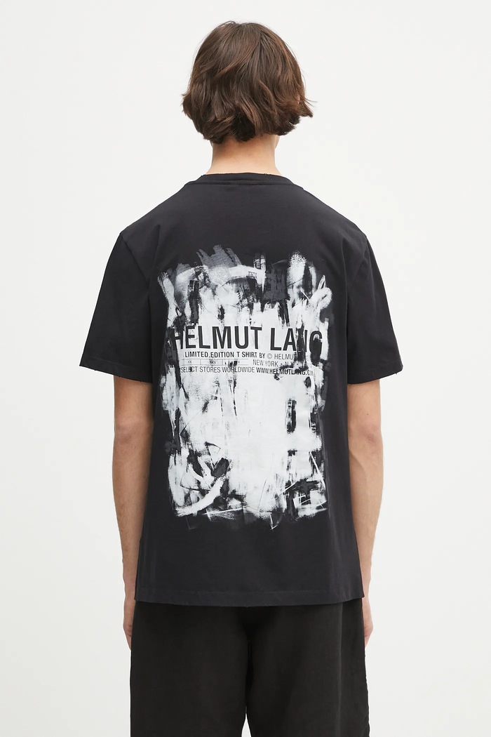 Ruházat Helmut Lang pamut póló SCRIBBLE.T4.MAL.LT. P02HM511 fekete