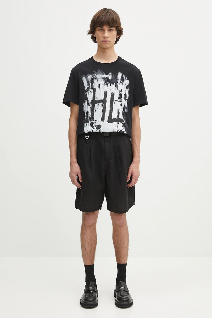 Helmut Lang pamut póló SCRIBBLE.T4.MAL.LT. P02HM511 fekete