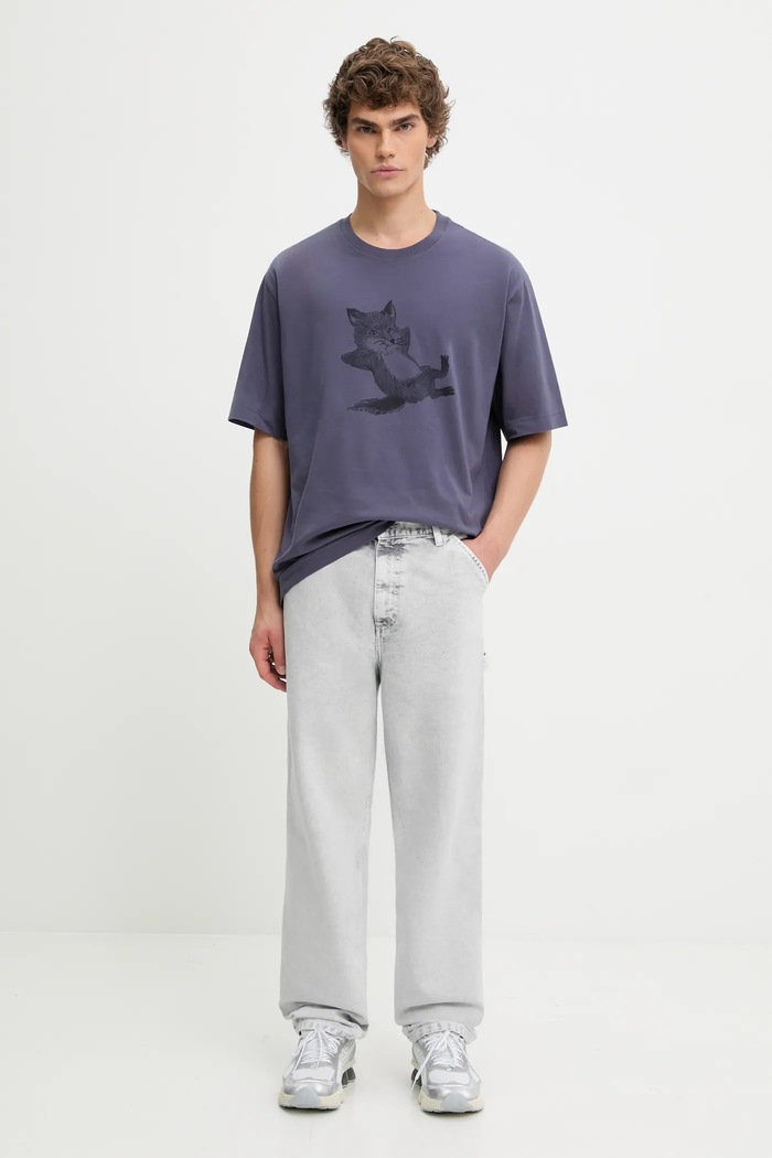 Maison Kitsuné t-shirt in cotone Chillax Print Oversize OM00108KJ0008 violetto