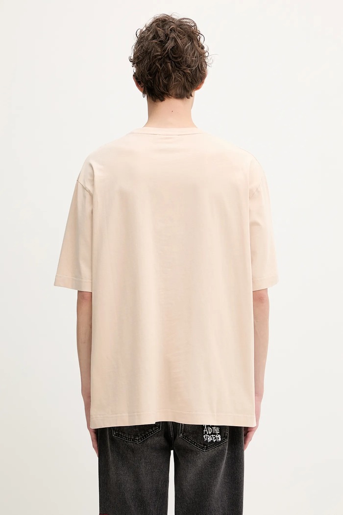 Одежда Хлопковая футболка Maison Kitsuné Daisy Field Oversize OM00114KJ7016 бежевый