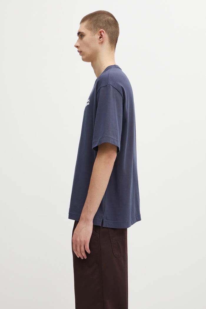 Хлопковая футболка Maison Kitsuné Maison Kitsune Handwriting Embroidery OM00123KJ0119 тёмно-синий SS25