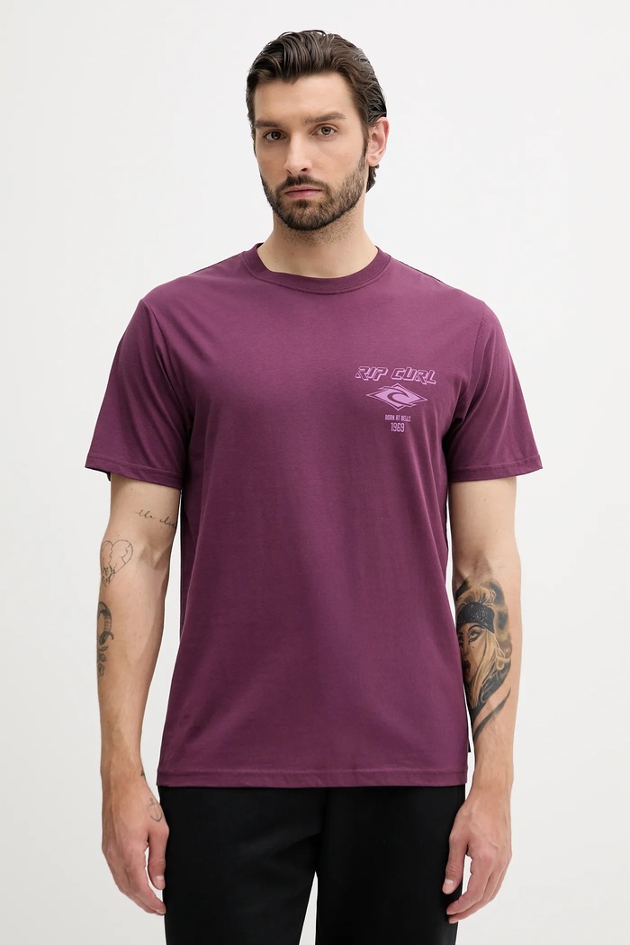 Rip Curl tricou din bumbac print violet 0CAMTE