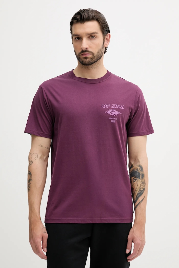 Rip Curl tricou din bumbac print violet 0CAMTE