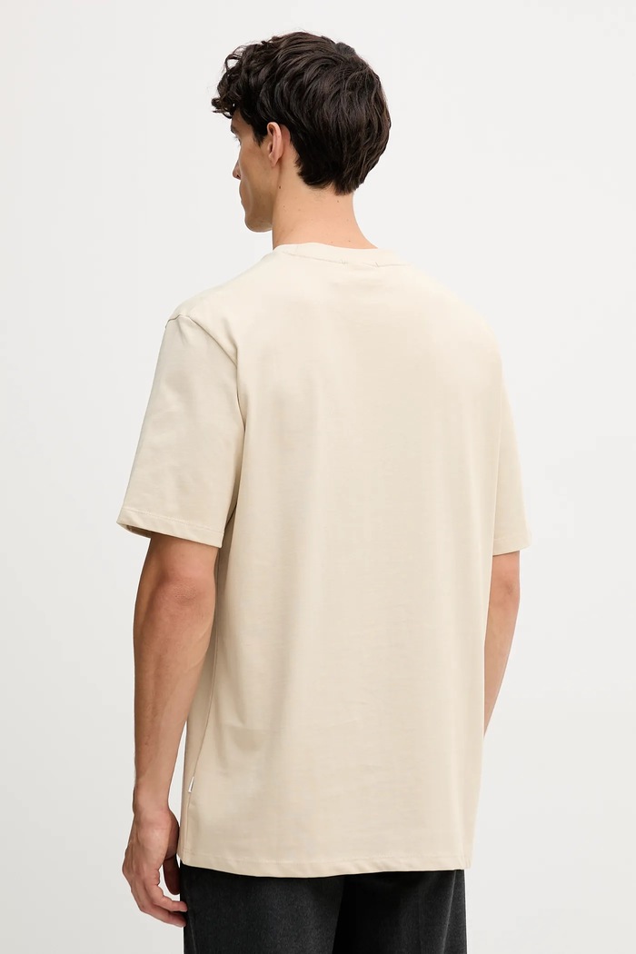 Ρούχα Lindbergh t-shirt ανδρικό βαμβακερό 30.400120 μπεζ