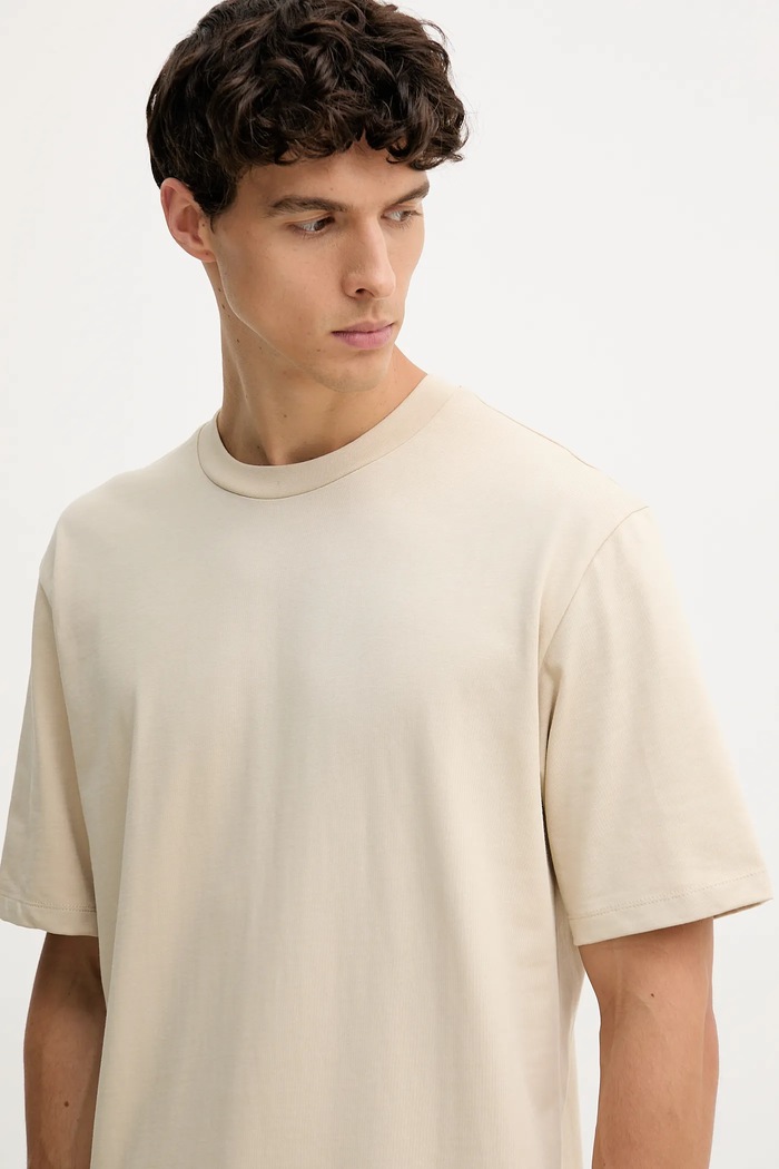 Lindbergh t-shirt ανδρικό βαμβακερό μπεζ 30.400120