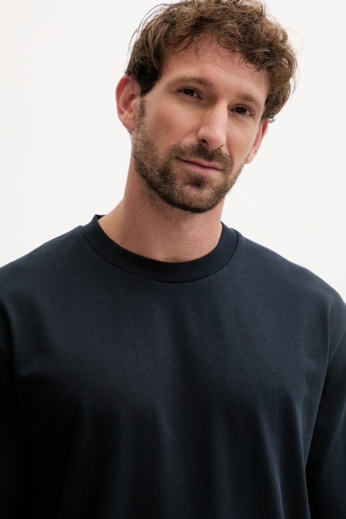 Lindbergh t-shirt ανδρικό βαμβακερό σκούρο μπλε 30.400120