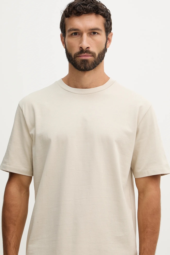 Lindbergh t-shirt ανδρικό βαμβακερό μπεζ 30.400120