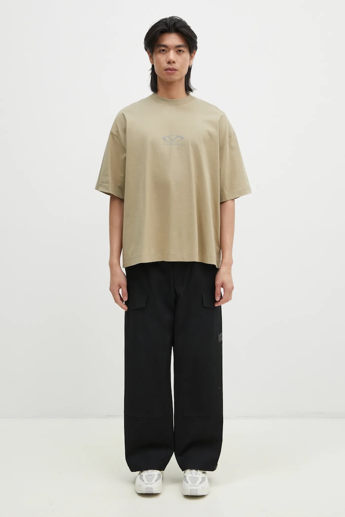 Хлопковая футболка VETEMENTS Oval Logo Cropped Boxy UA66TR600T бежевый