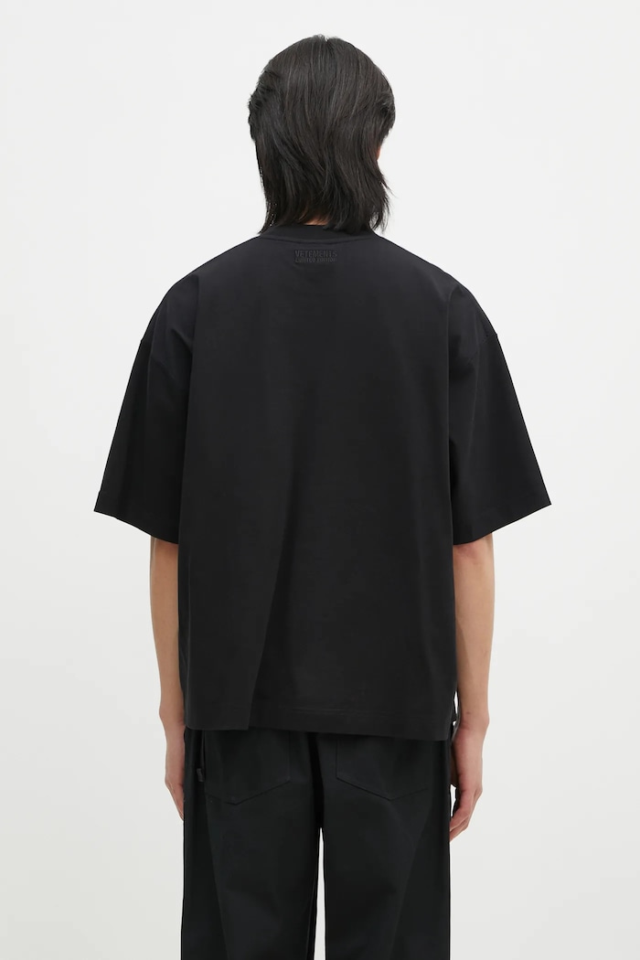 Clothing VETEMENTS cotton t-shirt Oval Logo Cropped Boxy UA66TR600BB black