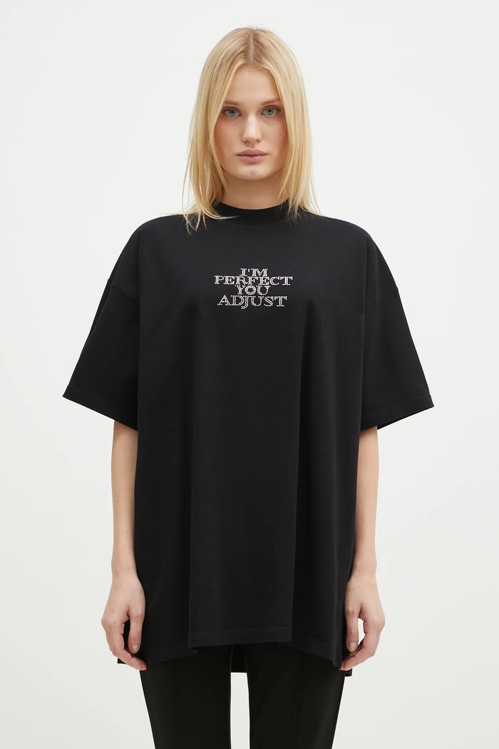 Bavlnené tričko VETEMENTS I'M Perfect You Adjust Regular UA66TR680B čierna SS25