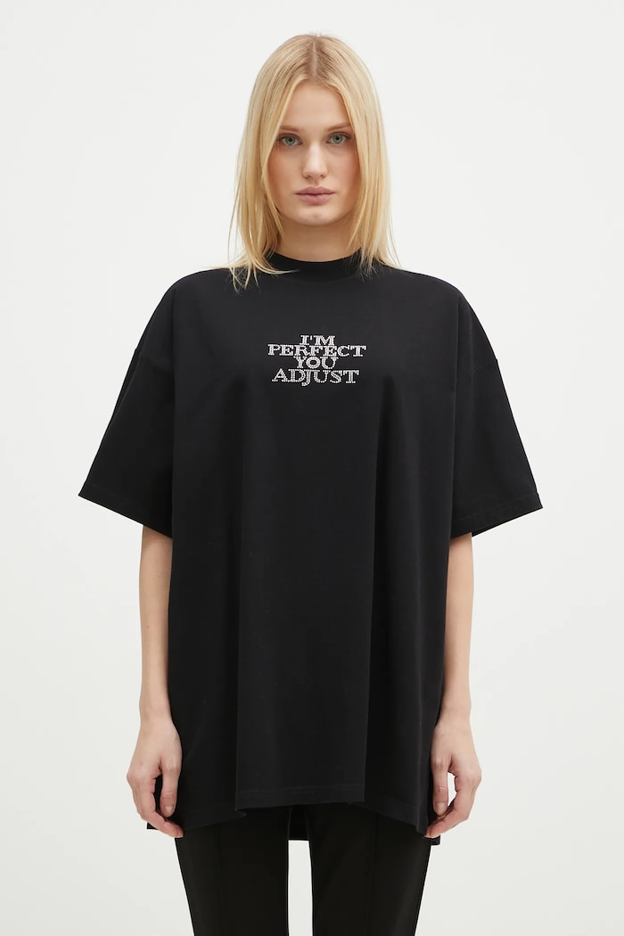 Bavlnené tričko VETEMENTS I'M Perfect You Adjust Regular UA66TR680B čierna SS25