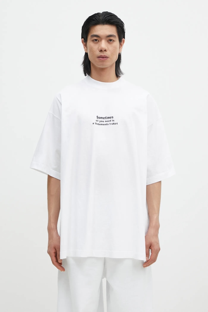 Bavlnené tričko VETEMENTS All You Need Oversized relaxed biela UA66TR690W