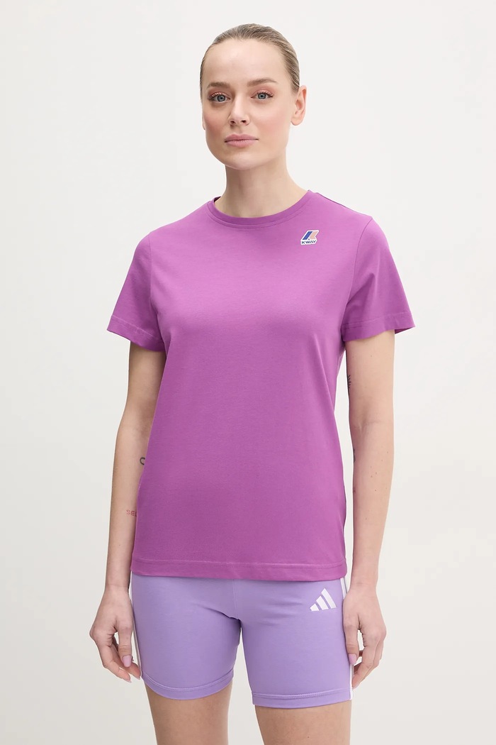 Odzież K-Way t-shirt bawełniany K007JE0 fioletowy