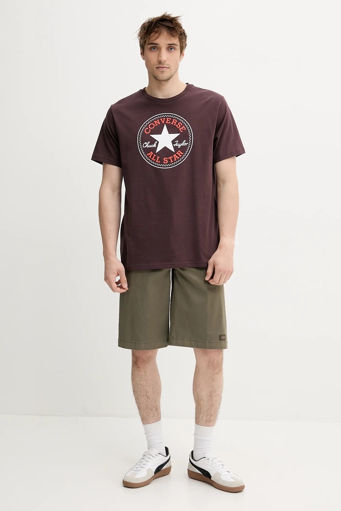 Bavlněné tričko Converse hnědá 10025459.A32