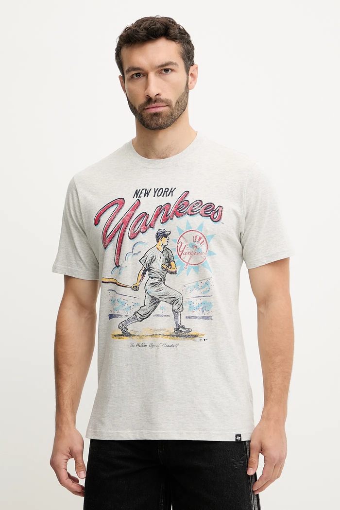 Pamučna majica 47 brand MLB New York Yankees pamuk siva BB017TEMECH638867CK
