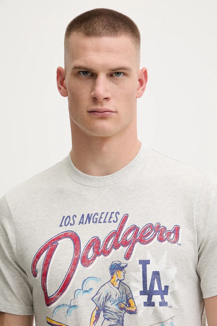 47 brand t-shirt bawełniany MLB Los Angeles Dodgers szary BB012TEMECH685053CK