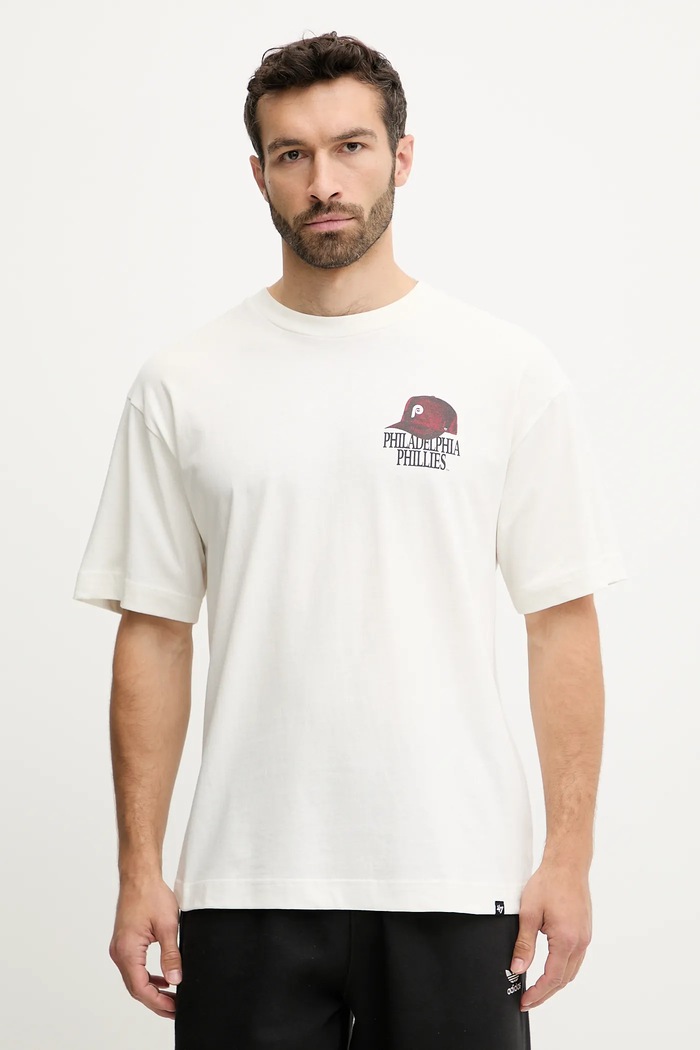 Odjeća Pamučna majica 47 brand MLB Philadelphia Phillies BB019TMQMLK646078SS bež