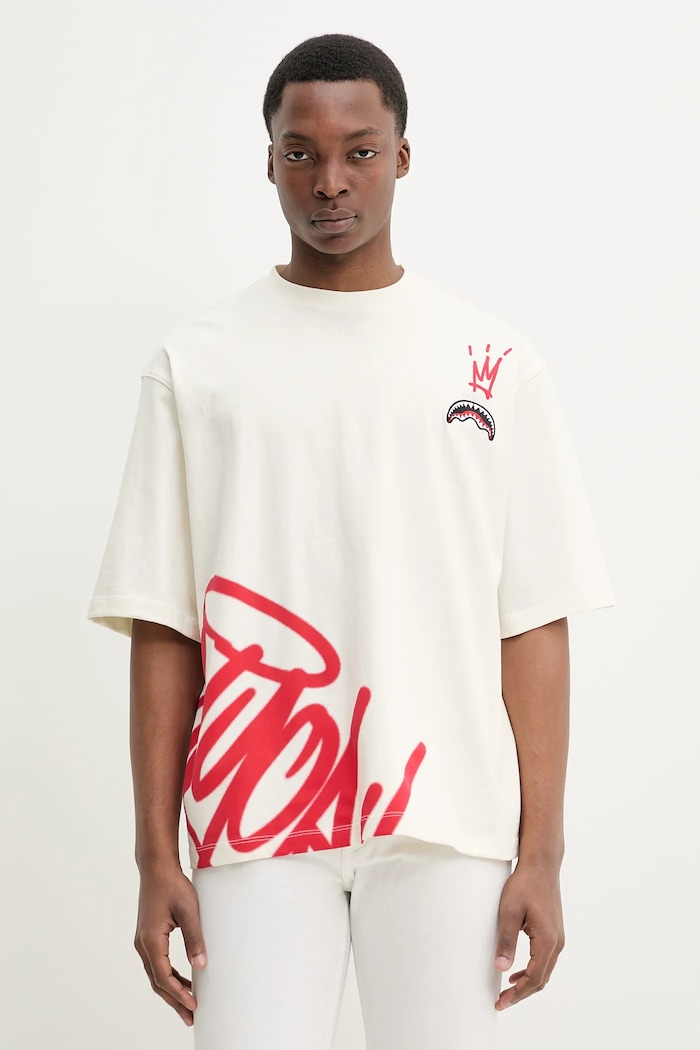 Bavlněné tričko Sprayground SP697IVO béžová SS25