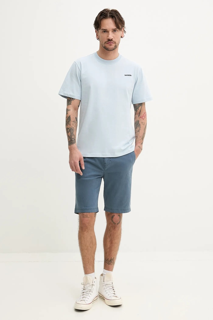 Barrow t-shirt bawełniany S5BWUATH084 niebieski
