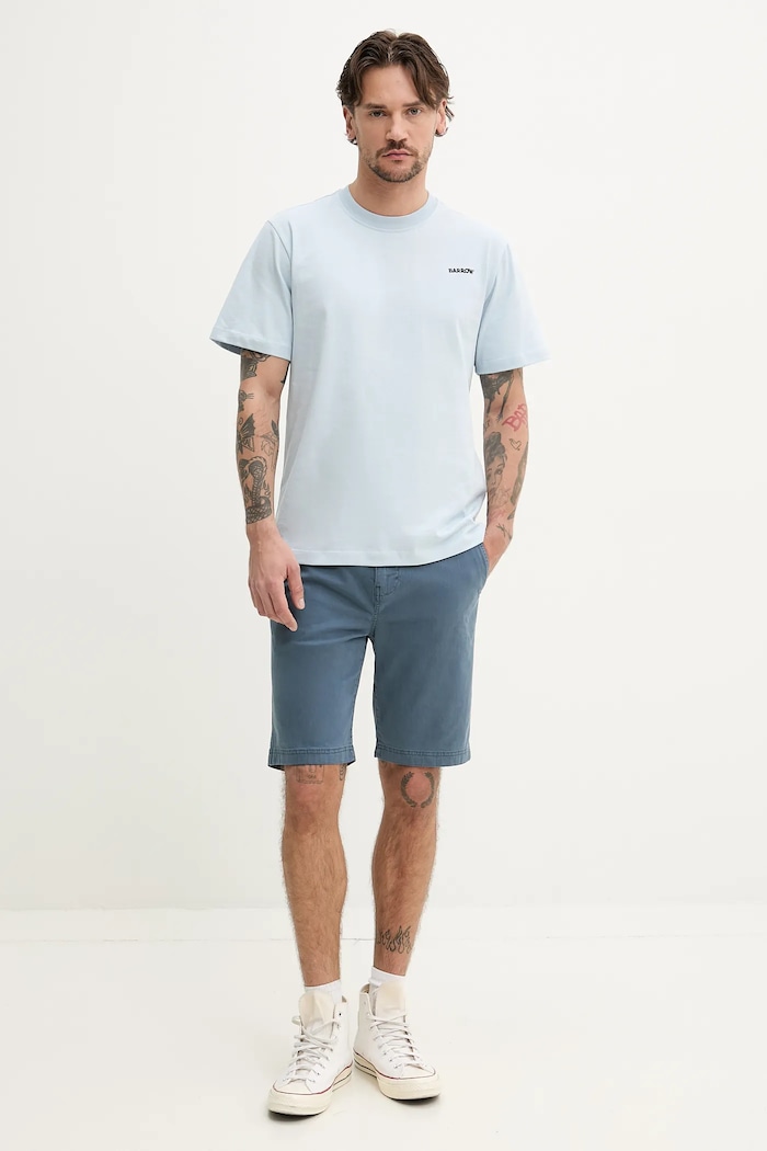 Barrow t-shirt bawełniany S5BWUATH084 niebieski