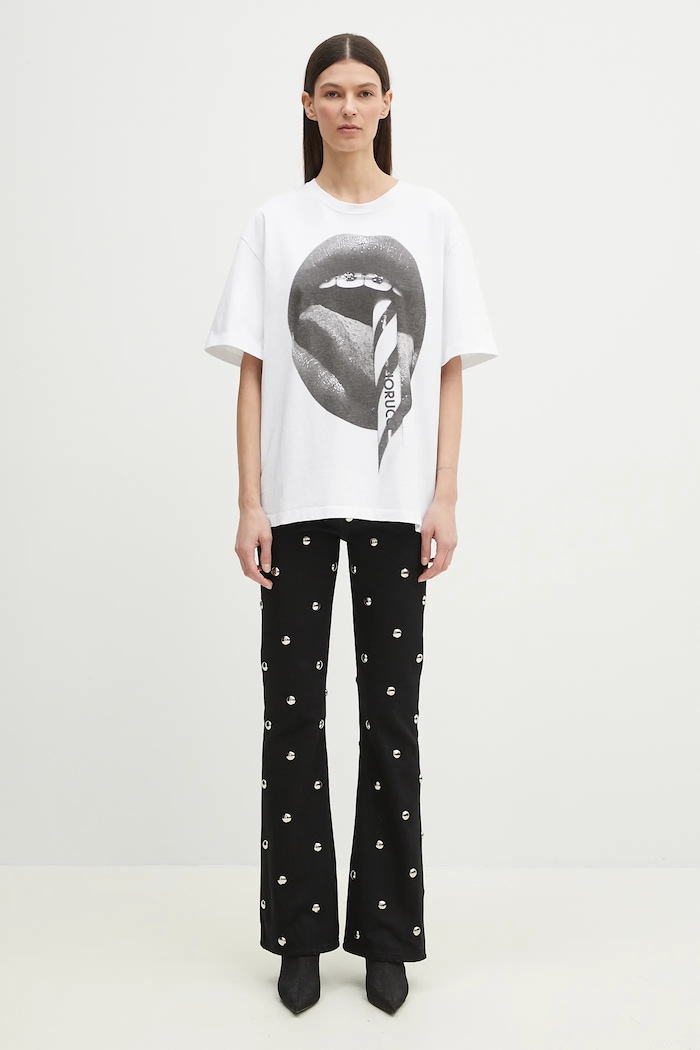 Fiorucci t-shirt bawełniany Mouth Print Boxy U02SPTSH103CJ01WH05