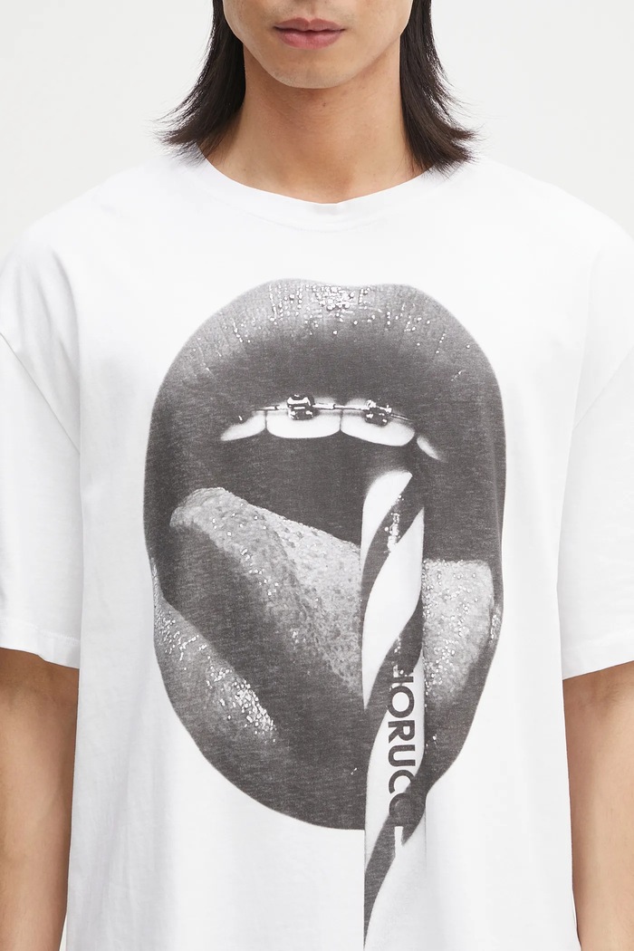 Fiorucci t-shirt bawełniany Mouth Print Boxy U02SPTSH103CJ01WH05
