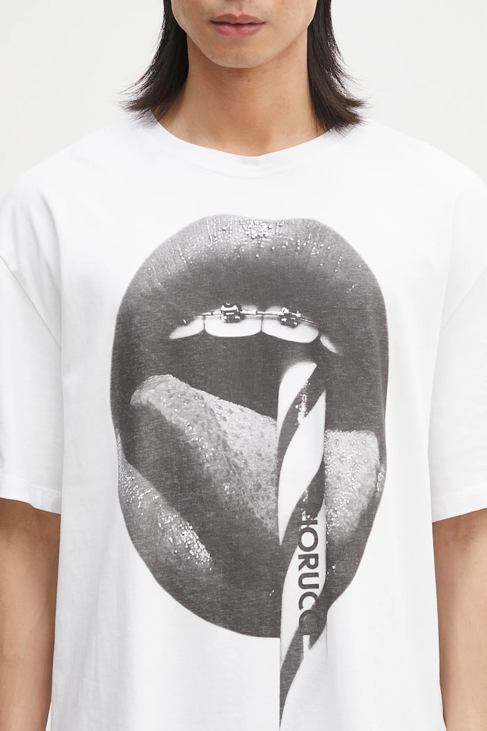 Fiorucci t-shirt bawełniany Mouth Print Boxy U02SPTSH103CJ01WH05