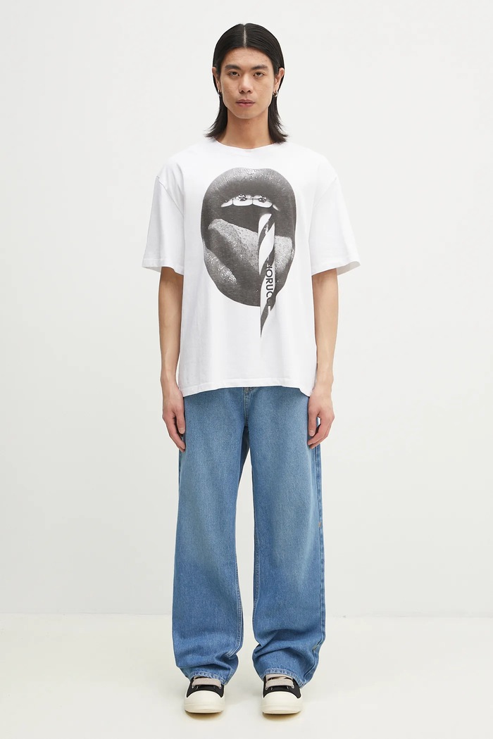 Fiorucci t-shirt bawełniany Mouth Print Boxy U02SPTSH103CJ01WH05