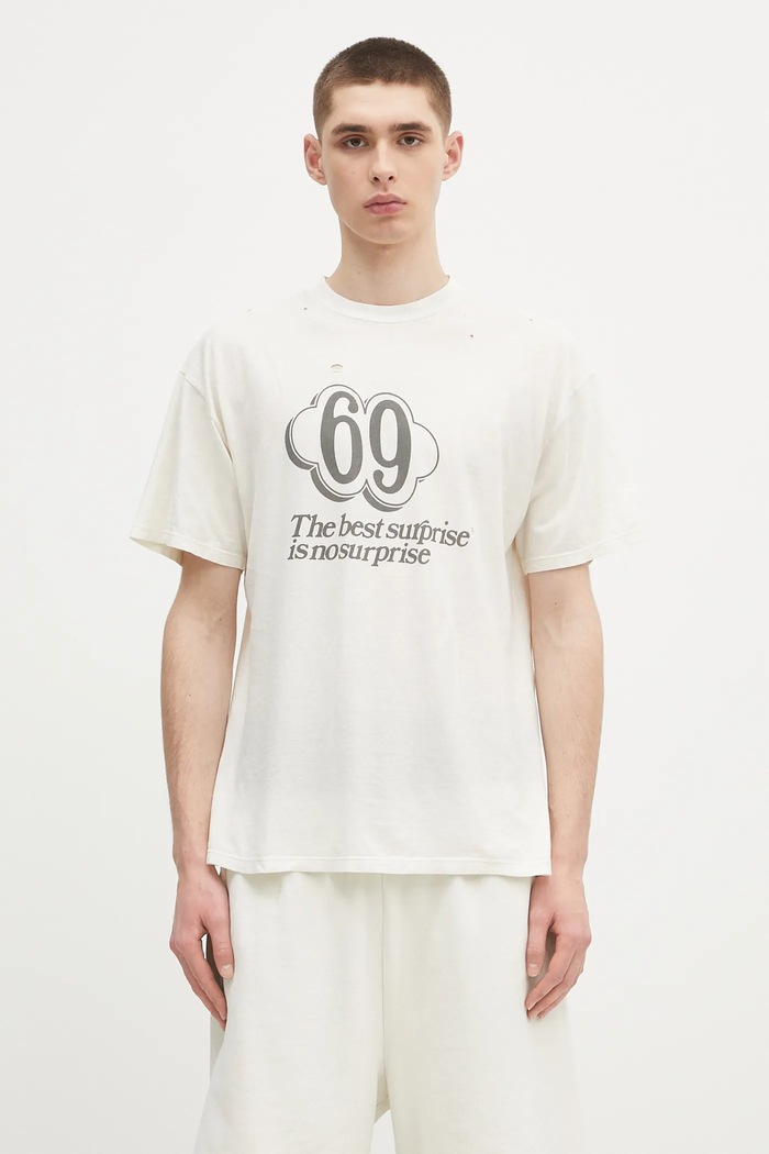 Aries cotton t-shirt Destroyed 69 SS Tee relaxed beige AR6006903