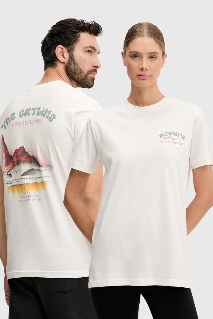 Picture tricou din bumbac D&S Catlins print bej MTS1263