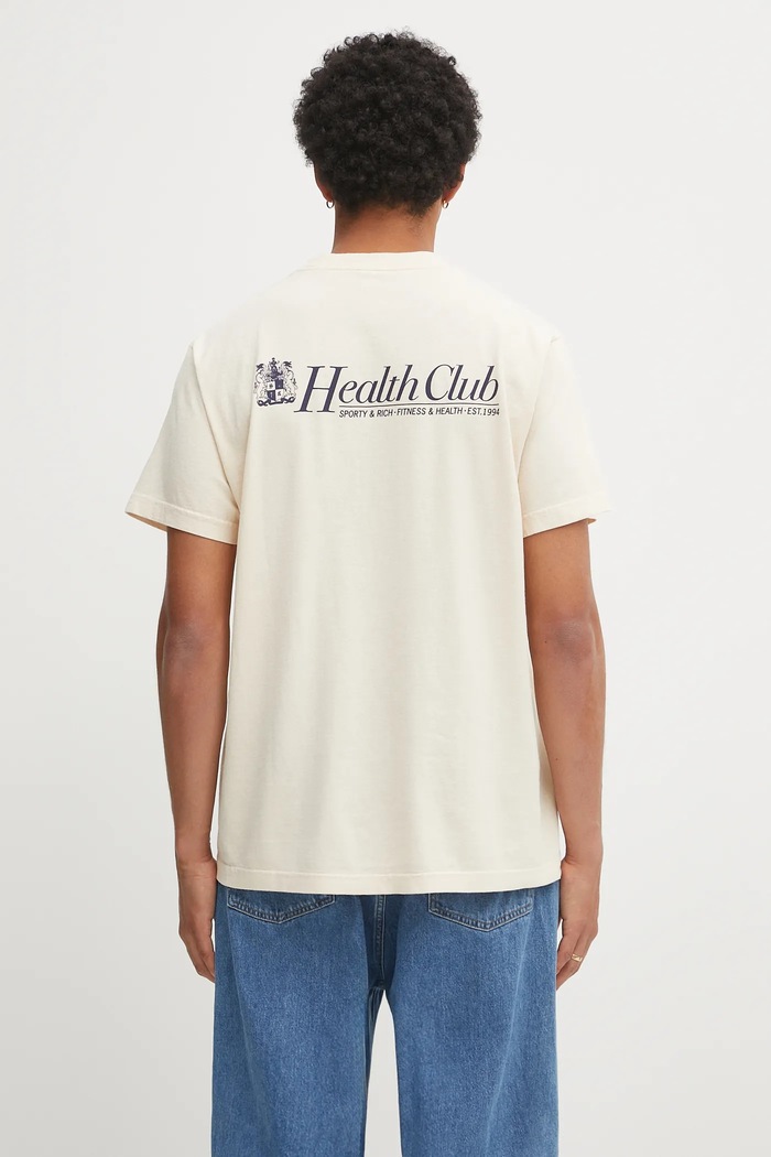 Βαμβακερό μπλουζάκι Sporty & Rich Lion Health χαλαρό μπεζ TO043620080CR01