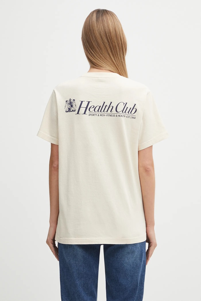 Βαμβακερό μπλουζάκι Sporty & Rich Lion Health TO043620080CR01 μπεζ SS25