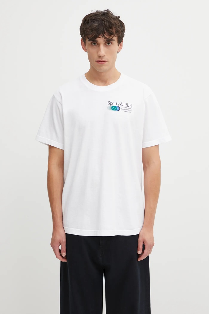 Sporty & Rich cotton t-shirt Invitational regular white TO043621168WH01