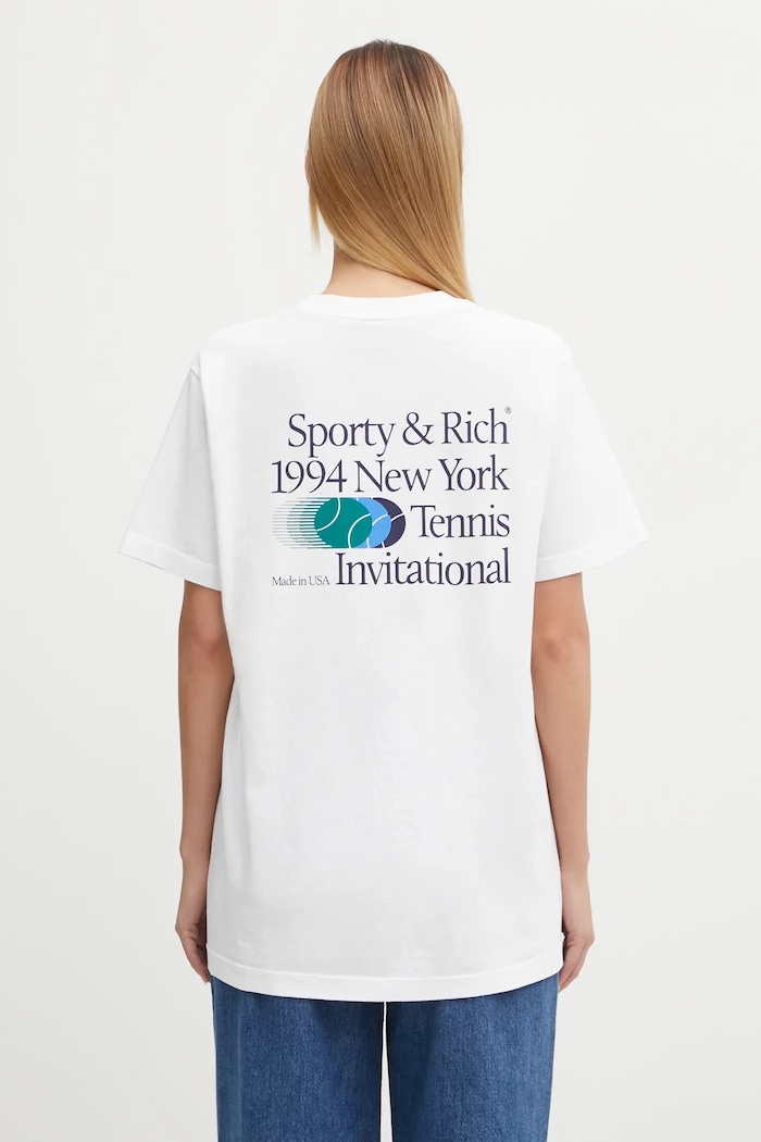 Sporty & Rich cotton t-shirt Invitational TO043621168WH01 white AW25