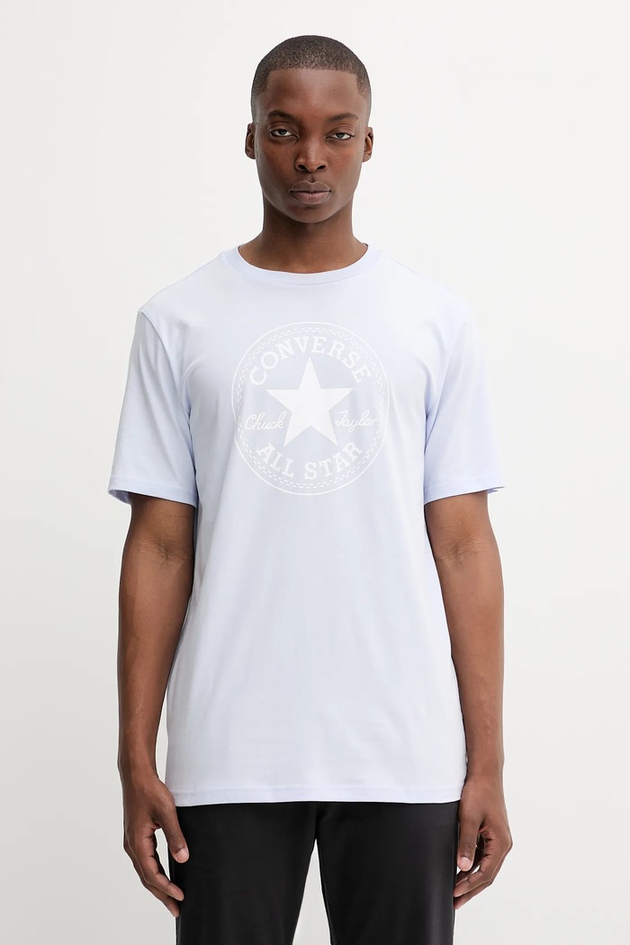 Bavlněné tričko Converse 10025459.A37 modrá SS25