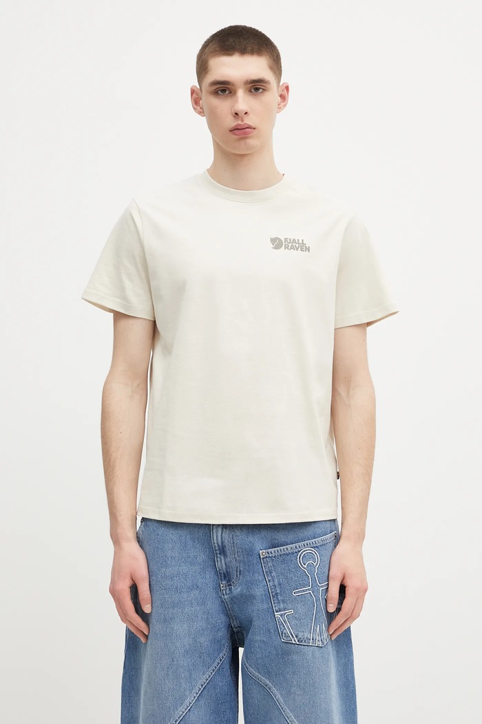 Хлопковая футболка Fjallraven Heavy Classic T-shirt гладкий бежевый F87105