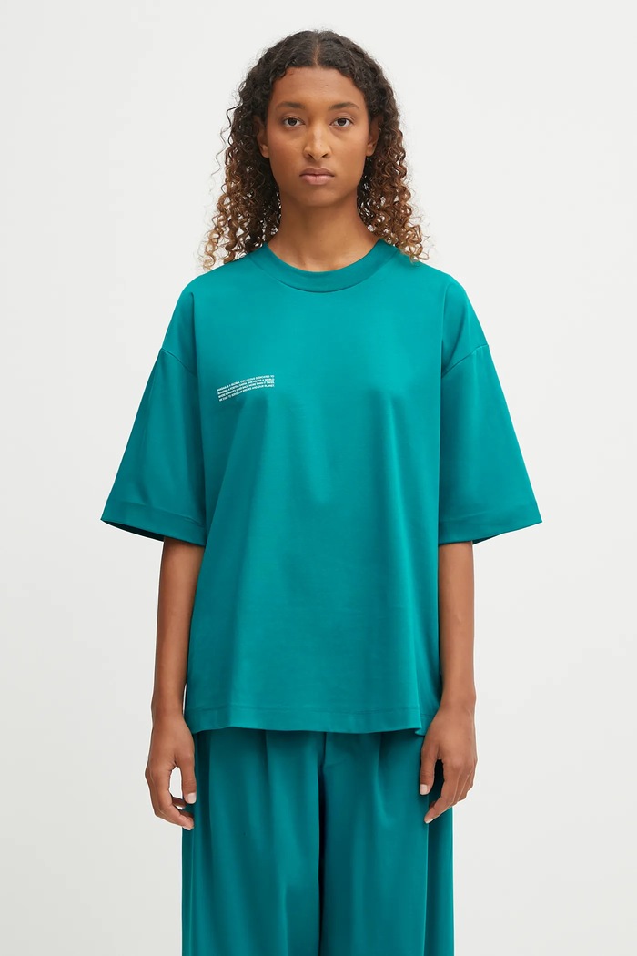 Pangaia t-shirt bawełniany DNA Oversized T-Shirt 10002572 turkusowy SS25