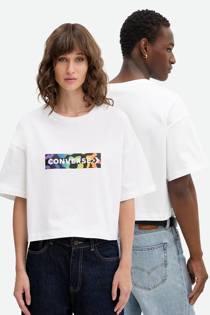 Bavlněné tričko Converse kulatý bílá 10028588.A01
