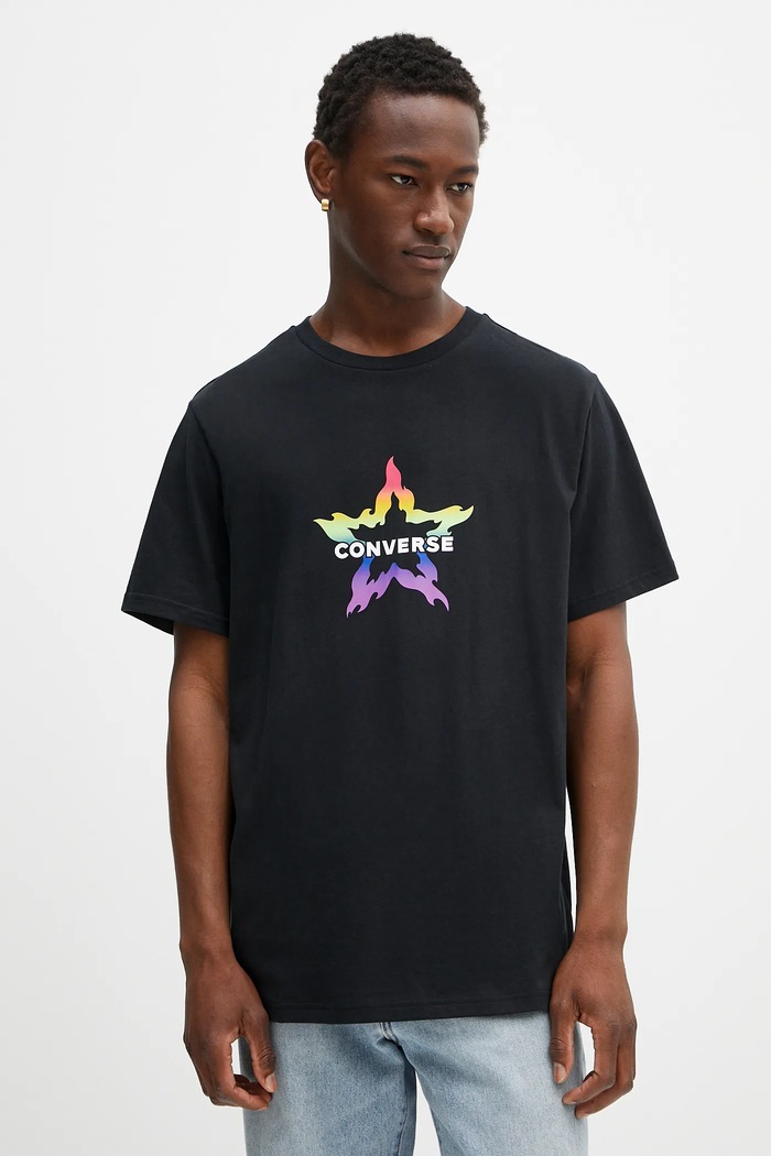Bavlněné tričko Converse 10028587.A01 černá SS25