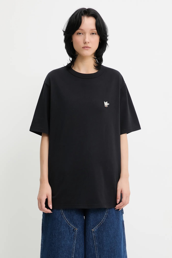 Хлопковая футболка Café Kitsuné Barista Fox Patch Relax CKNU00102KJ7014 чёрный SS25